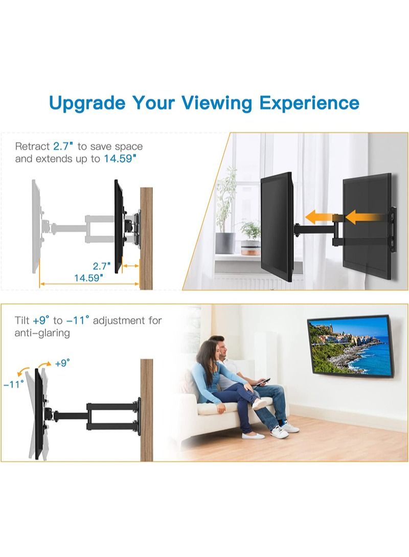 FlashHawk TV Wall Mount Monitor Wall Bracket with Swivel and Articulating Tilt Arm Fits 14-47 Inch LCD LED OLED Screens - Image 5