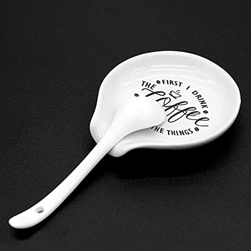 Littlefa Funny Coffee Spoon Rest-But First Coffee Ceramic Spoon Holder-Cafe Station Bar Accessories - Image 5