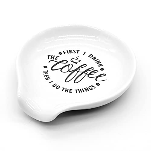 Littlefa Funny Coffee Spoon Rest-But First Coffee Ceramic Spoon Holder-Cafe Station Bar Accessories - Image 3