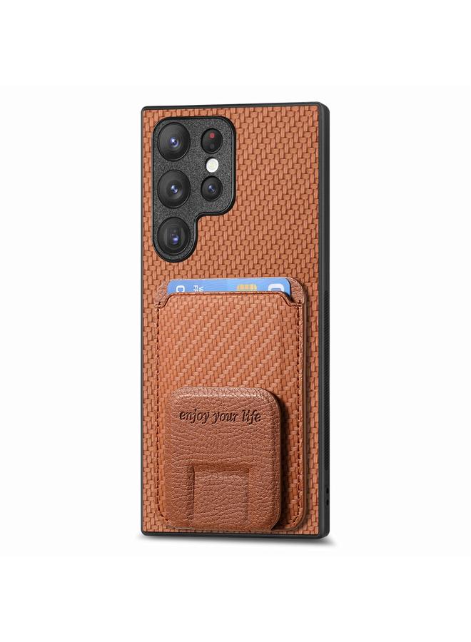 S-TOP Case For Samsung Galaxy S23 Ultra 5G Carbon Fiber Card Bag Fold Stand Phone Case - Image 3