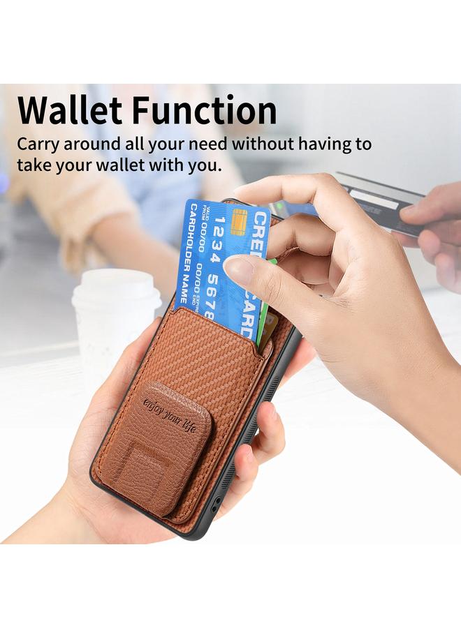 S-TOP Case For Samsung Galaxy S23 Ultra 5G Carbon Fiber Card Bag Fold Stand Phone Case - Image 5