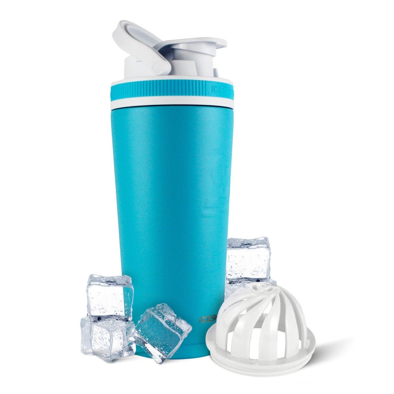 Ice Shaker Insulated Stainless Steel Shaker Bottle  26oz Caribbean  Cold for 30 Hours  Insulated Cup with Twiston Agitator  OdorFree Bottle for Protein Shakes Water Smoothies Cocktails