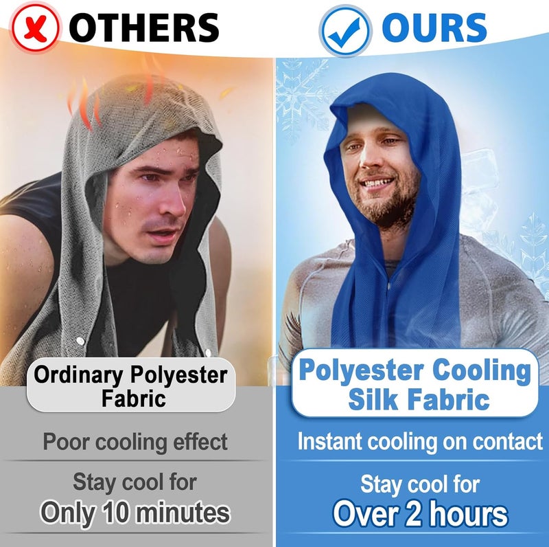 Acostop Cooling Towels for Neck and Face - Absorbent & Quick Drying Cooling Hoodie Towels with Evaporative Cool Technology & UPF 50 Sun Protection in Hot Weather Sports Gym Fitness Cycling, 4 Pcs - Image 2