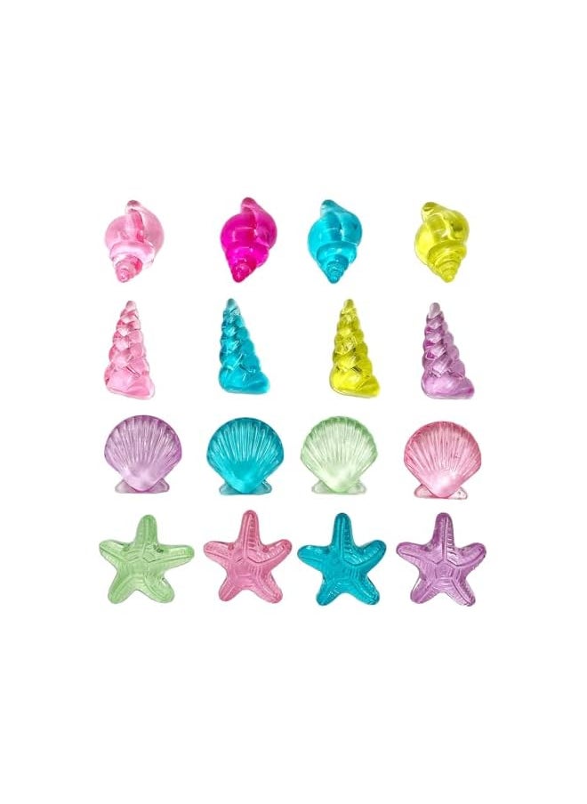 The Bros Colorful Acrylic SeaGems Set, Acrylic Seashells Conch Starfish Assorted Color for Table, Scatters Beach Theme Sea Shells, Party Decoration, Crafts, About 92 to110 pcs/Set(4 Styles)  - Image 4