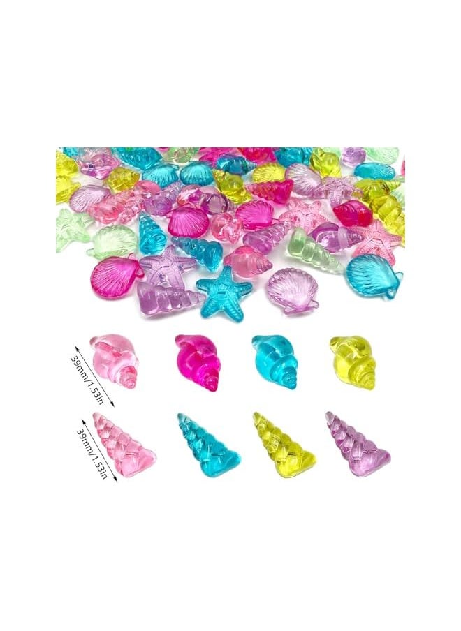 The Bros Colorful Acrylic SeaGems Set, Acrylic Seashells Conch Starfish Assorted Color for Table, Scatters Beach Theme Sea Shells, Party Decoration, Crafts, About 92 to110 pcs/Set(4 Styles)  - Image 5