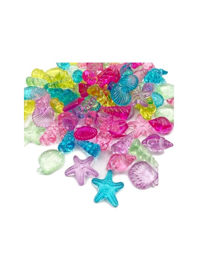 The Bros Colorful Acrylic SeaGems Set, Acrylic Seashells Conch Starfish Assorted Color for Table, Scatters Beach Theme Sea Shells, Party Decoration, Crafts, About 92 to110 pcs/Set(4 Styles)  - Image 2