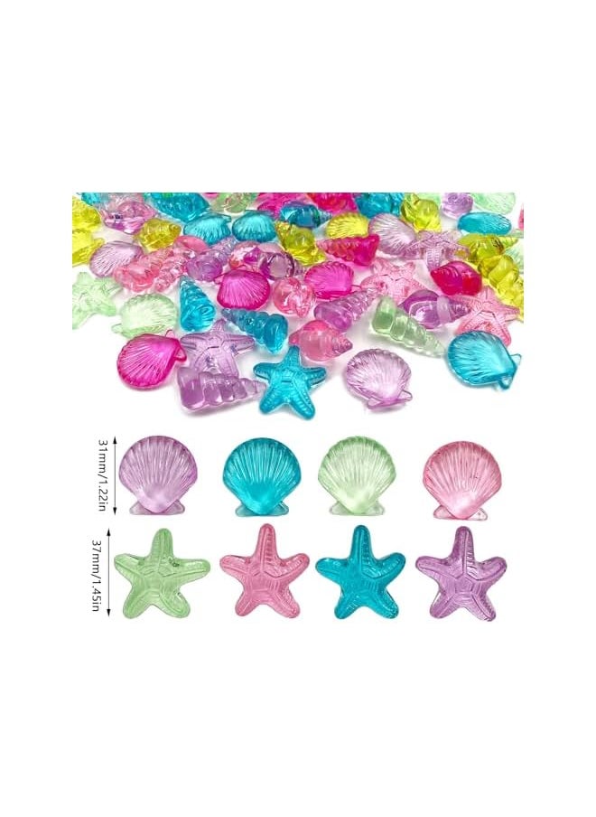 The Bros Colorful Acrylic SeaGems Set, Acrylic Seashells Conch Starfish Assorted Color for Table, Scatters Beach Theme Sea Shells, Party Decoration, Crafts, About 92 to110 pcs/Set(4 Styles)  - Image 3