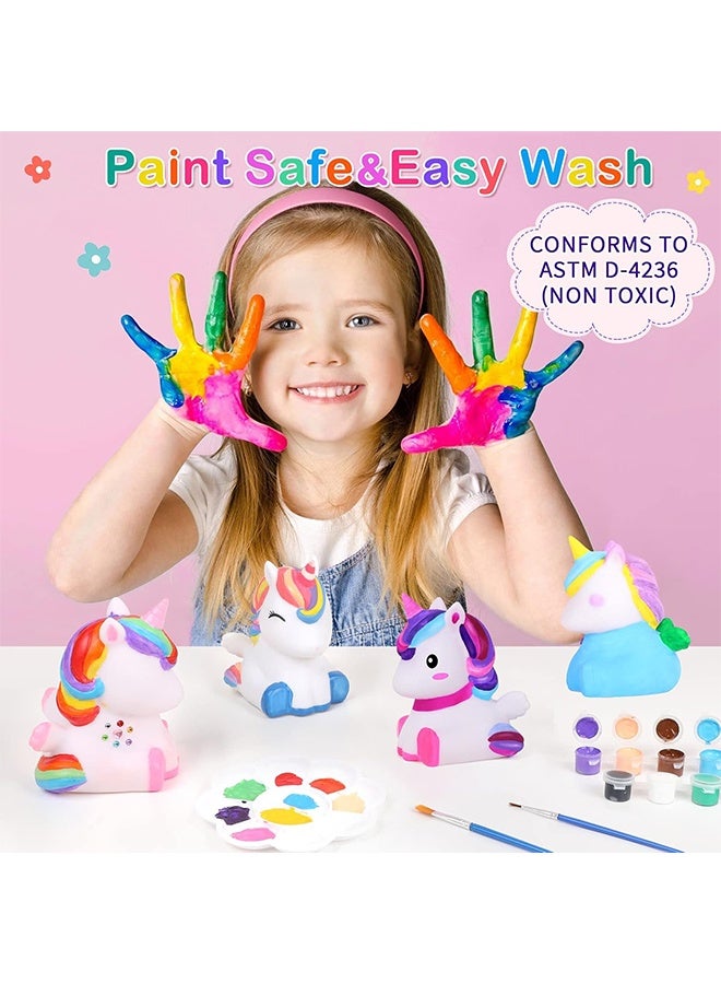 يمي مجموعة إضاءة ليلية على شكل وحيد القرن - ارسم مصباحك السحري الخاص باستخدام 12 لونًا من مصابيح LED، هدية فنية وحرفية للفتيات من سن 3 إلى 12 عامًا، ديكور غرفة إبداعي وهدية عيد ميلاد (مجموعة طلاء كاملة) - Image 4