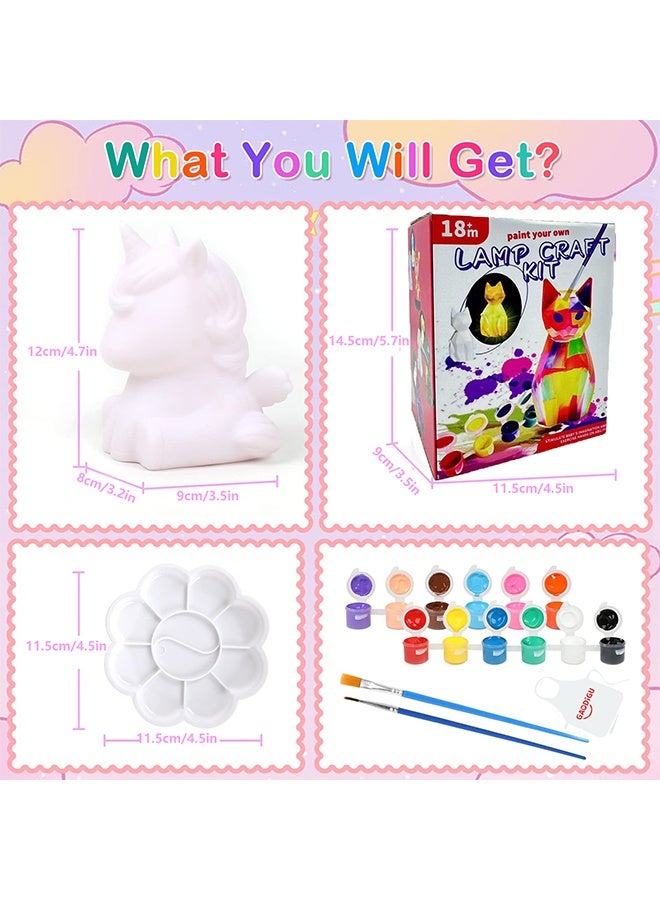 يمي مجموعة إضاءة ليلية على شكل وحيد القرن - ارسم مصباحك السحري الخاص باستخدام 12 لونًا من مصابيح LED، هدية فنية وحرفية للفتيات من سن 3 إلى 12 عامًا، ديكور غرفة إبداعي وهدية عيد ميلاد (مجموعة طلاء كاملة) - Image 5