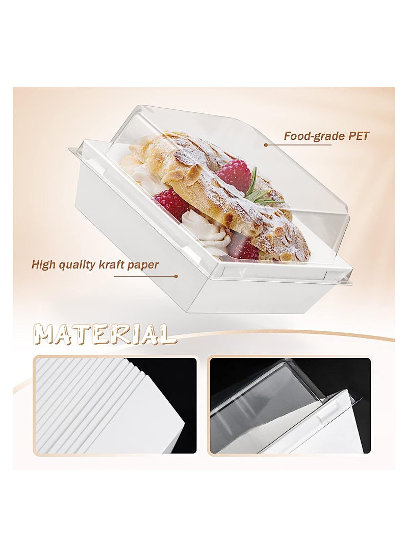 Excefore Charlovelyrie Boxes with Clear Lids, 50Pcs Brown Oil-Proof Kraft Paper Dessert Boxes Food Containers for Bakery, Macaron, Cookies, Mini Cakes, Strawberries, Tiramisu Hamburger Packing Box - Image 4
