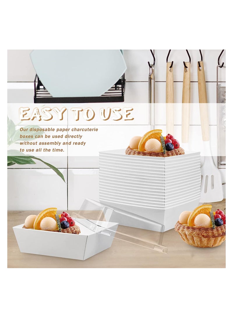 Excefore Charlovelyrie Boxes with Clear Lids, 50Pcs Brown Oil-Proof Kraft Paper Dessert Boxes Food Containers for Bakery, Macaron, Cookies, Mini Cakes, Strawberries, Tiramisu Hamburger Packing Box - Image 2