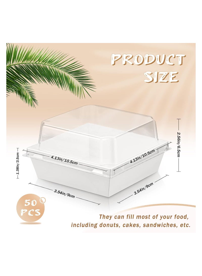 Excefore Charlovelyrie Boxes with Clear Lids, 50Pcs Brown Oil-Proof Kraft Paper Dessert Boxes Food Containers for Bakery, Macaron, Cookies, Mini Cakes, Strawberries, Tiramisu Hamburger Packing Box - Image 5