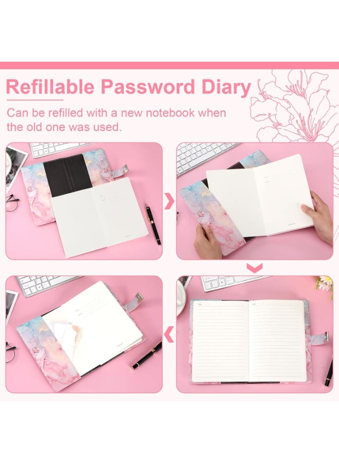 لينلي مفكرة A5 قابلة للقفل بقفل برقم سري، مصنوعة من جلد البولي يوريثان، دفتر ملاحظات وردي اللون بقفل برقم سري، هدية مثالية - Image 4