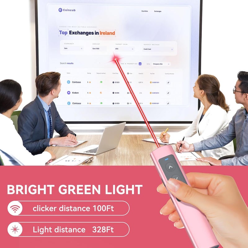 PPTSLID Pink Presentation Clicker for PowerPoint Presentations, Wireless Presenter PowerPoint Clicker with Red Light, [Aluminum Alloy] PPT Slideshow Remote Clicker for Mac, Computer - Image 3