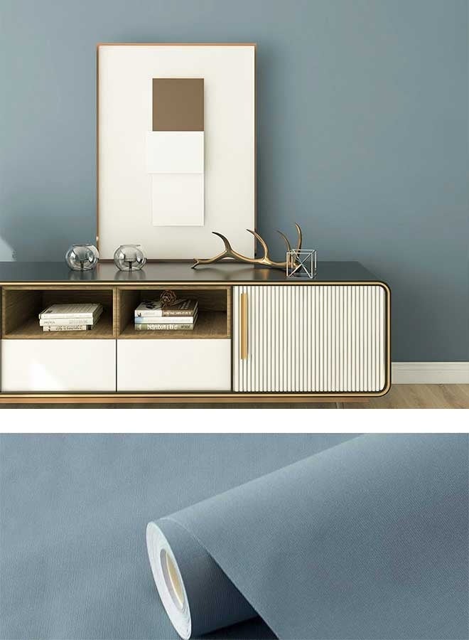 رَوَائِد ورق جدران لاصق ذاتي باللون الأزرق اليشم (Jade Blue) قابل للتقشير واللصق مقاس 197 × 23.6 بوصة، ورق جدران عصري قابل للإزالة ومناسب للمستأجرين، بتصميم بلون سادة مع ملمس أنيق، مناسب لتغطية الجدران والأرفف والخزائن، رول فينيل باللون الأزرق اليشم. - Image 1