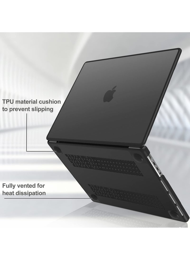 Hard Case for 2021/2020/2019/2018 Mac Air 13in with Retina Touch ID Version Model A1932/M1 A2337/A2179 Anti-Cracking Anti-Fingerprint Hard Shell - Soft TPU Bumper + PC (Frosted Black) - Image 3