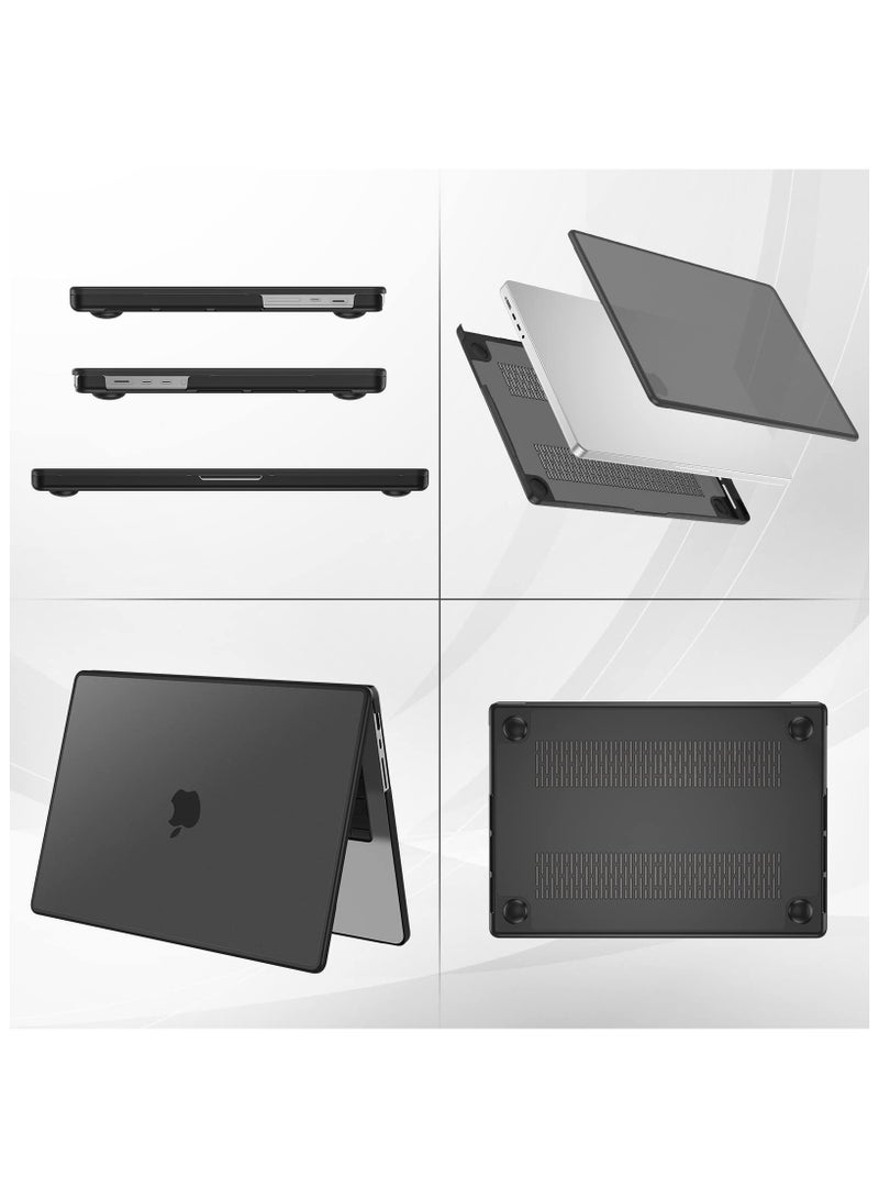 Hard Case for 2021/2020/2019/2018 Mac Air 13in with Retina Touch ID Version Model A1932/M1 A2337/A2179 Anti-Cracking Anti-Fingerprint Hard Shell - Soft TPU Bumper + PC (Frosted Black) - Image 4