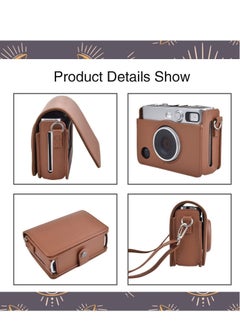 Generic Case for Fuji Mini EVO ,Camera Case Compatible for Fuji Mini EVO Camera with Adjustable Shoulder Strap in Brown Lychee Texture Horizontal Style  - Image 3