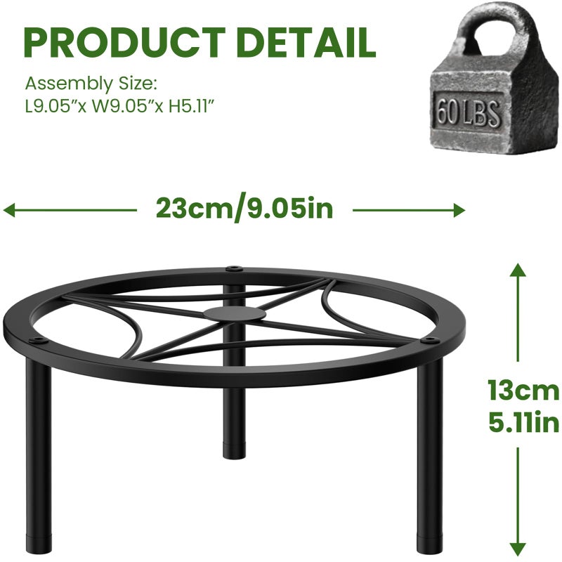 Tosking Heavy Duty Metal Plant Stand - 9-Inch Round Tray With Geometric Pattern  Adjustable Leveling Feet & Rust-Resistant Finish For Indoor/Outdoor Use - Image 2
