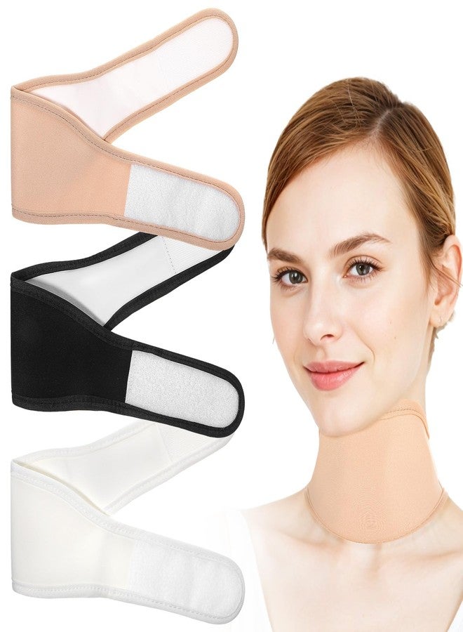 ElevateTech Castor Oil Pack for Thyroid Neck, 3 Pcs Reusable Organic Castor Oil Neck Wrap Compress Packs Comfort Flannel for Women Men Necks Care, Anti Oils Leak, Oils Not Included (White, Khaki,Black - Image 1