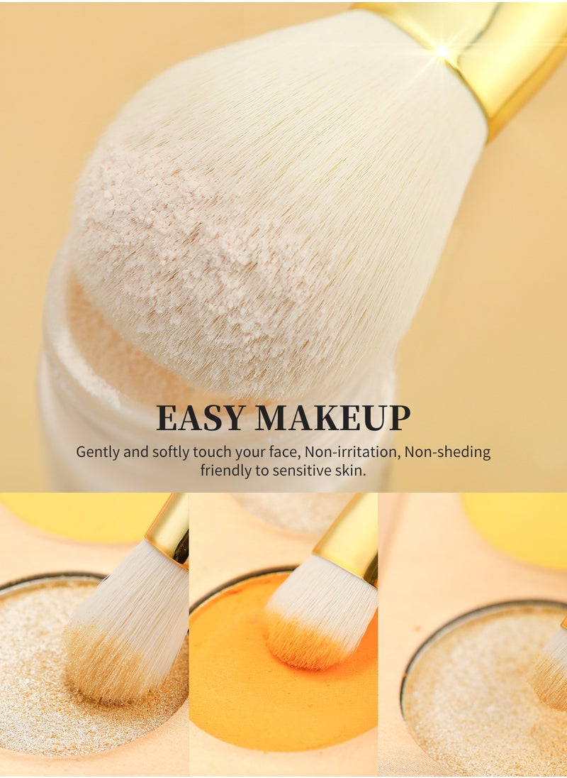 DUcare Makeup Brushes 15 Pcs Makeup Brush Set with Holder Premium Synthetic Powder Foundation Contour Blush Concealer Eye Shadow Blending Liner Make up Brush Kit Gold-silver  - Image 3