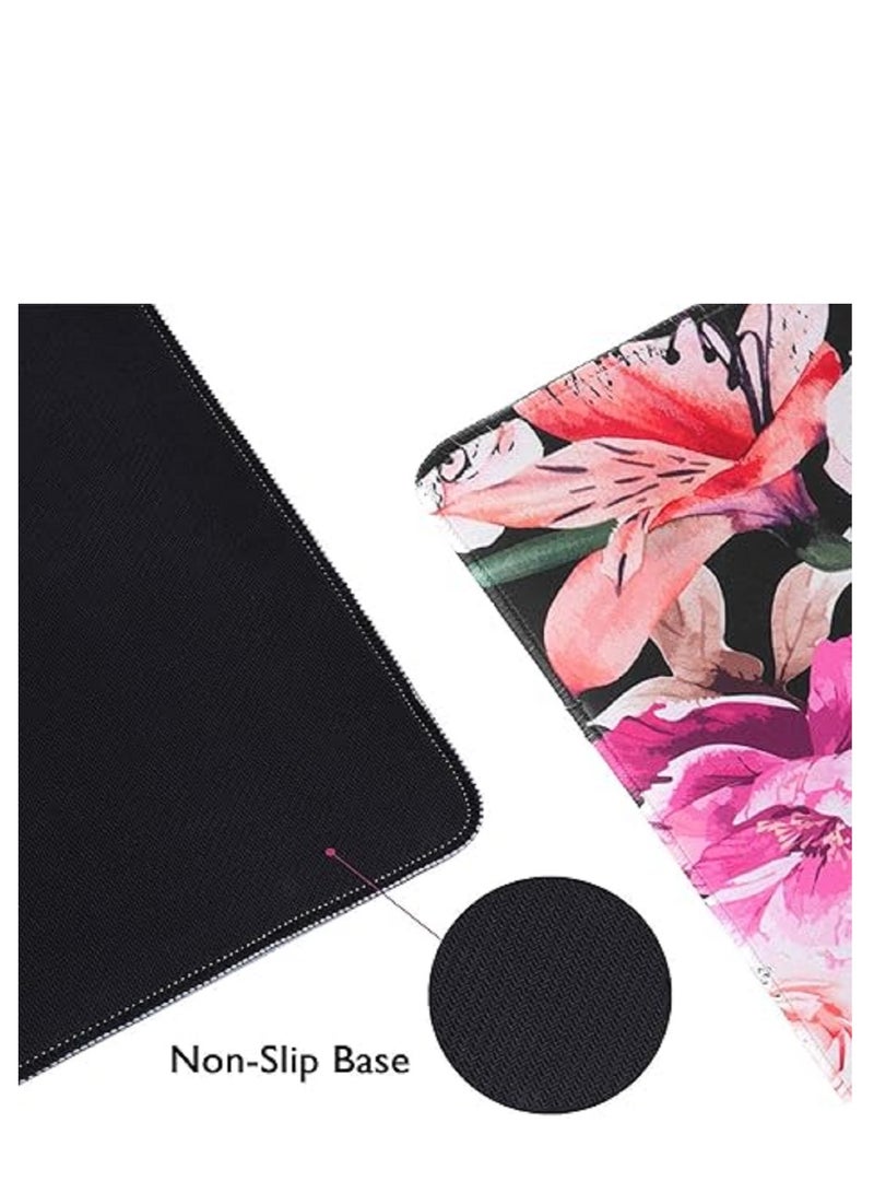 Large Mouse Pad For Desktop 900x400x3mm Extended Keyboard Pad Gaming Mouse Pad Non-slip Rubber Base Mouse Pad Desk Accessories Ladies Desk Storage Box Peony Flower - Image 3