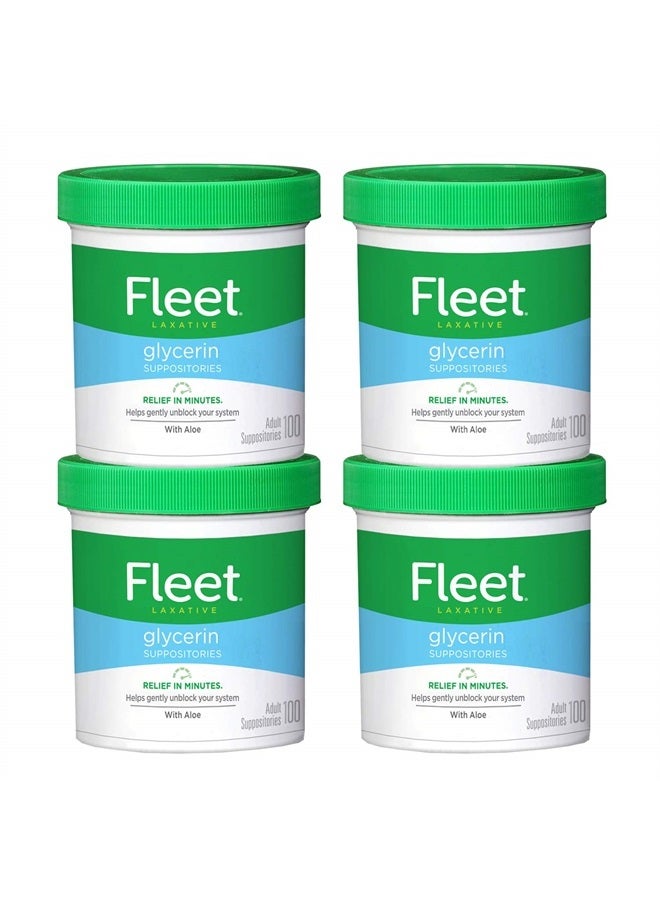 Fleet Laxative Glycerin Suppositories for Adult Constipation, 100 Count (Pack of 4) - Image 1