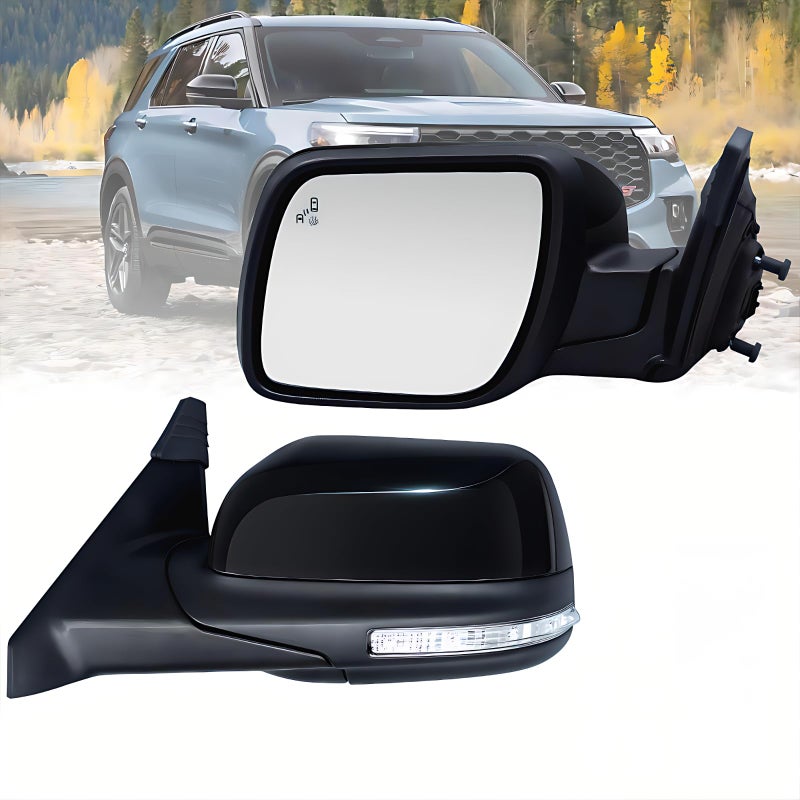 Driver Side Mirror Compatible with Ford Explorer 20112019 with Blind Spot Light Turn Signal Light Puddle Light Heated Power Glass 9Pins Rear View Door Mirror