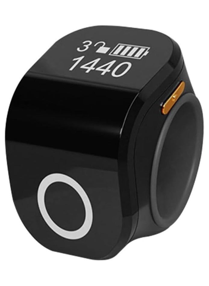 Waterproof Ring Smart Ring with Adjustable Silicone Fingerstall Suitable for Adults to Pray (Black)  - Image 1