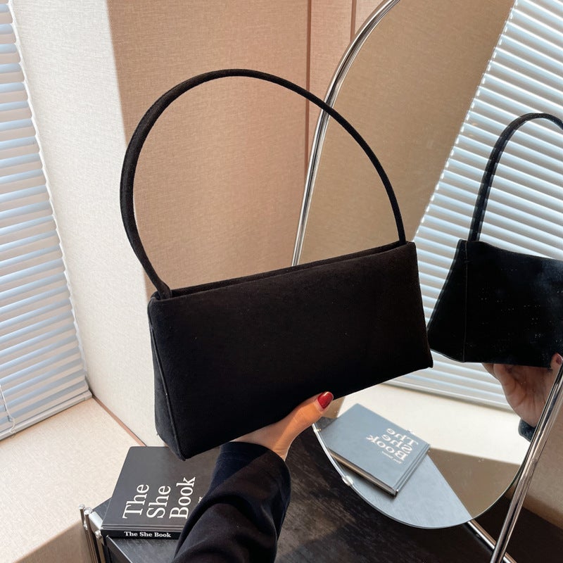 Frosted Small Bag For Women Fashion Retro Shoulder Messenger Bag Popular Suede French Stick Bag - Image 1