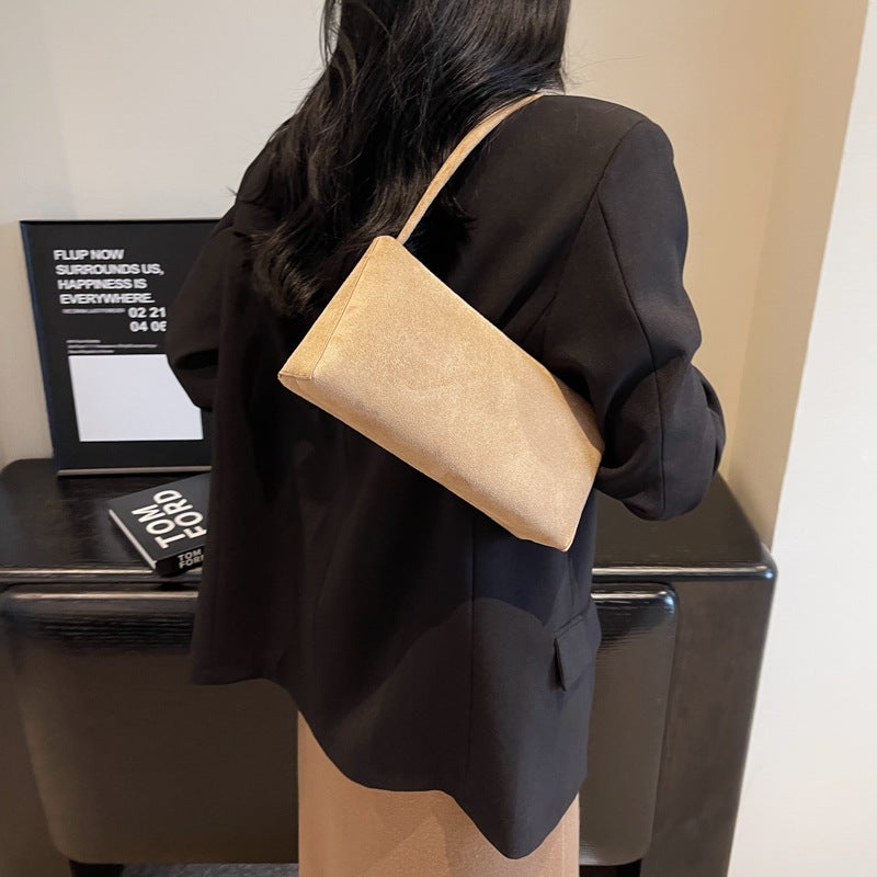Frosted Small Bag For Women Fashion Retro Shoulder Messenger Bag Popular Suede French Stick Bag - Image 4