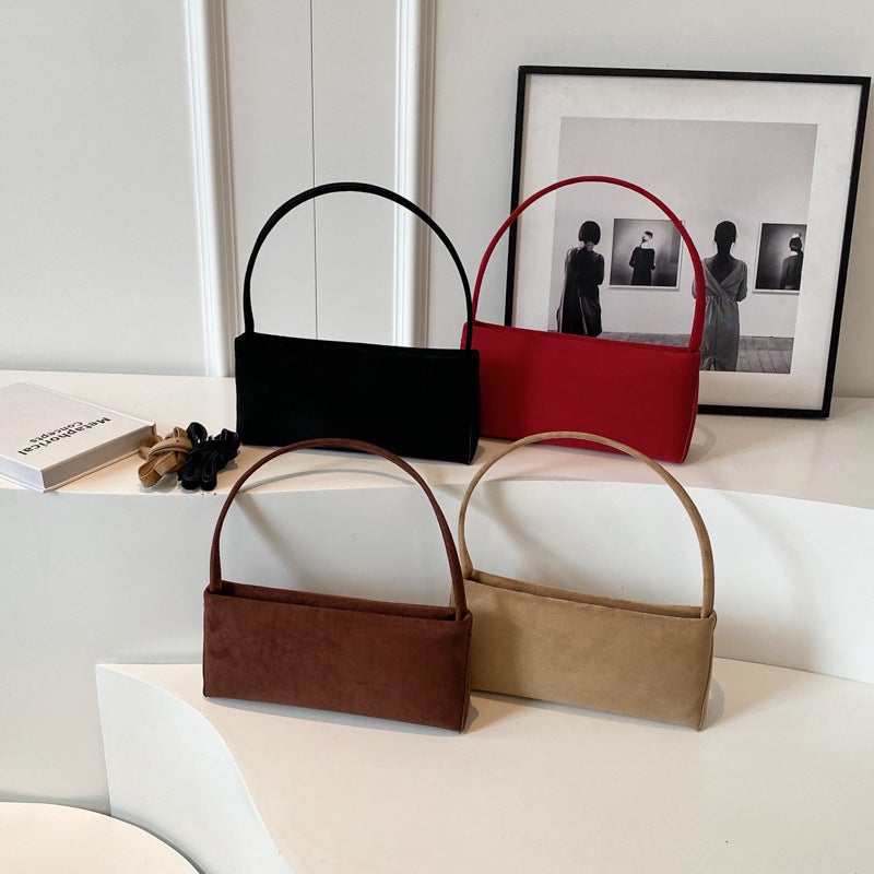 Frosted Small Bag For Women Fashion Retro Shoulder Messenger Bag Popular Suede French Stick Bag - Image 5