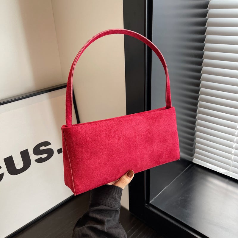 Frosted Small Bag For Women Fashion Retro Shoulder Messenger Bag Popular Suede French Stick Bag - Image 2