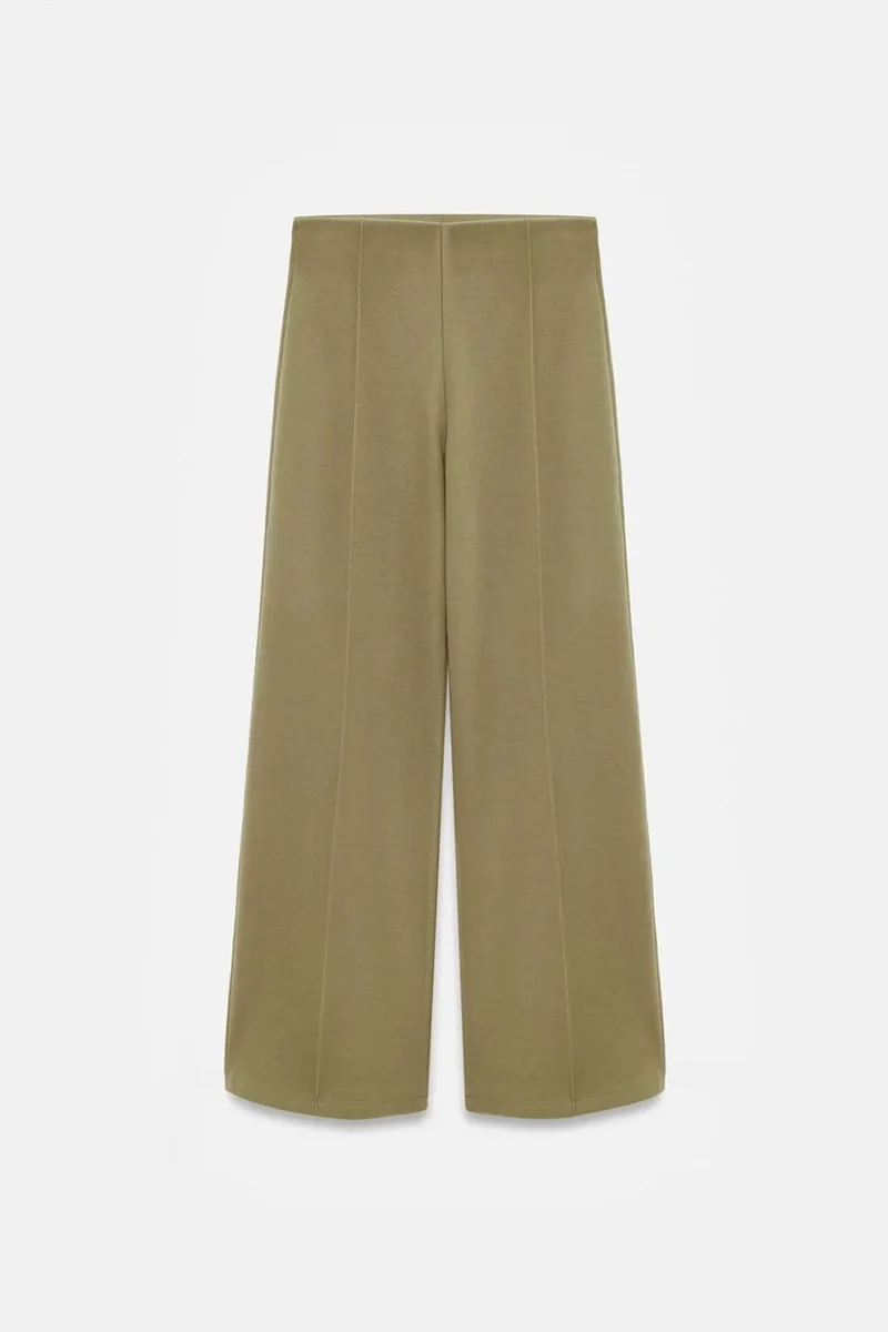 Dilvin Khaki Green DILVIN Women's Wide-Leg Knit Trousers for Women | Best Price UAE