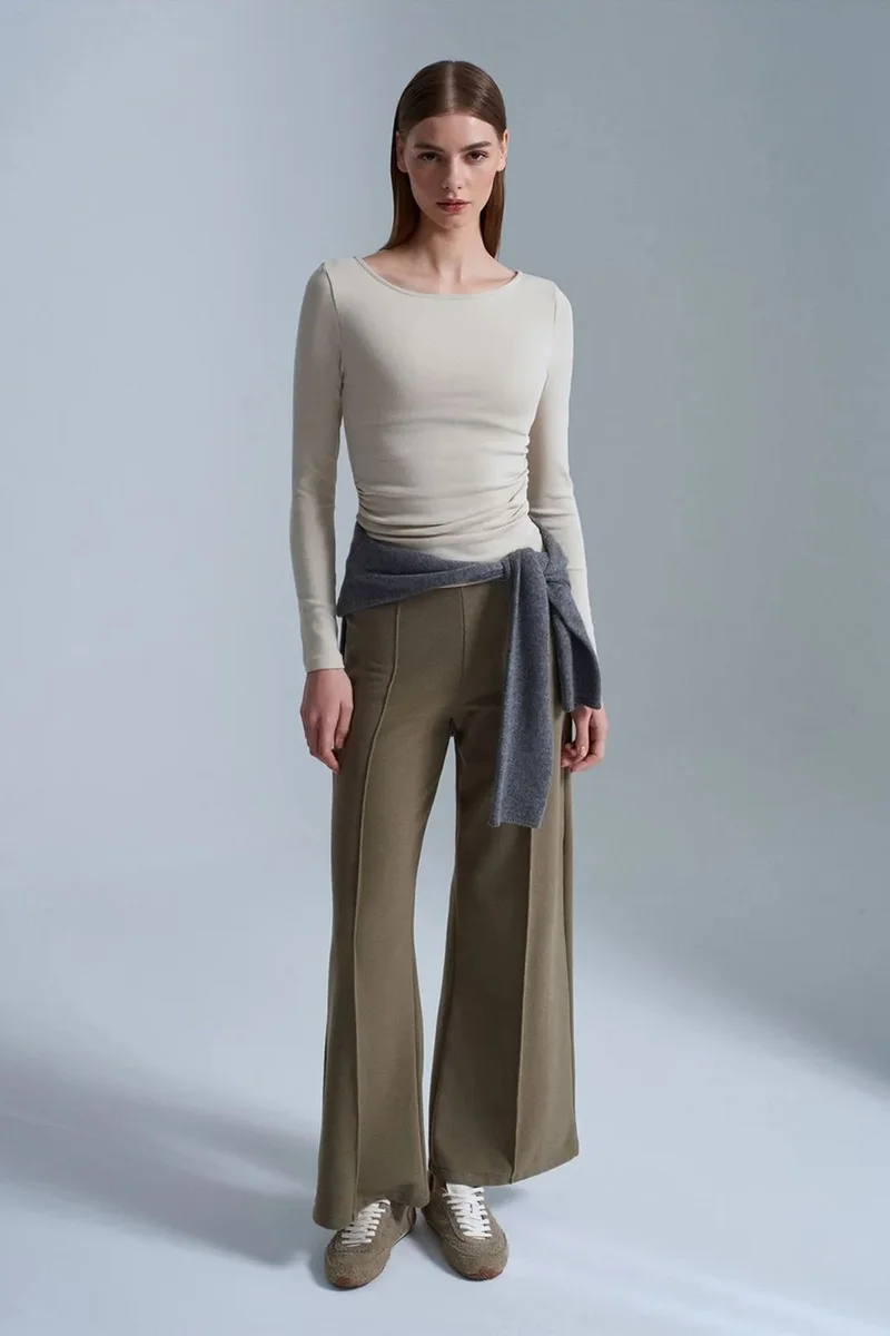 DILVIN Women's Wide-Leg Knit Trousers