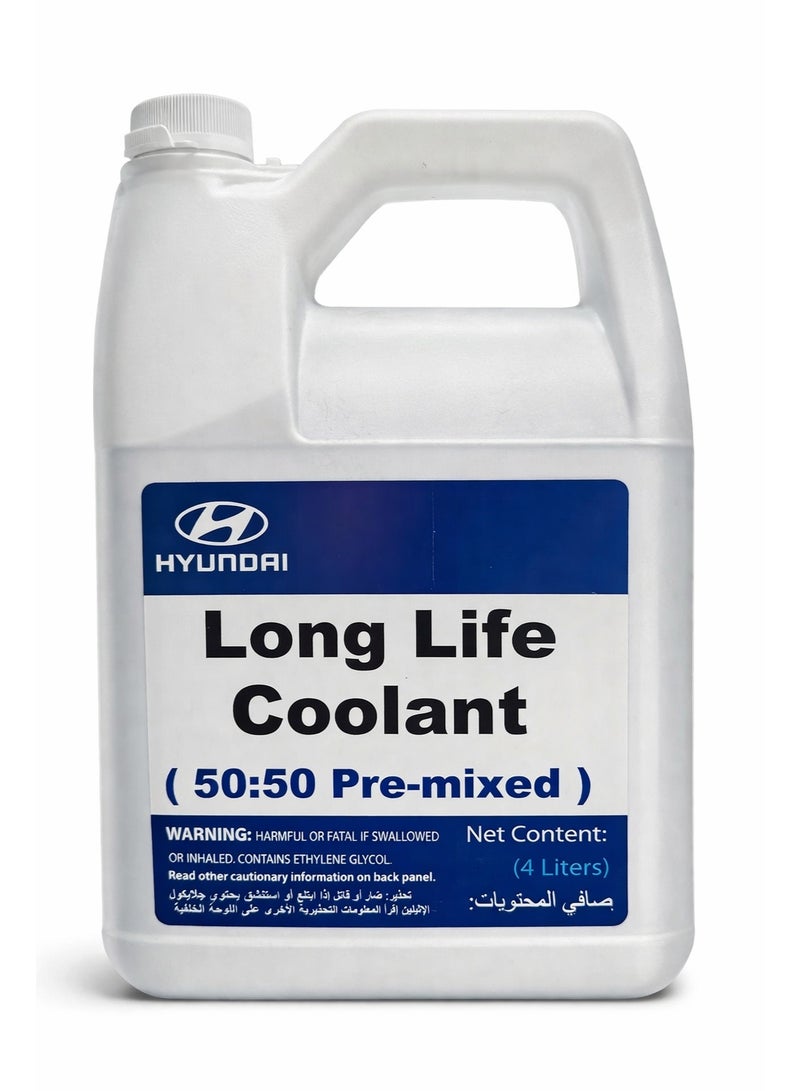 Hyundai Genuine Long Life Engine Coolant 50:50 Pre-Mixed – 4 Liter – Ready to Use Radiator Coolant for Hyundai & Kia Vehicles