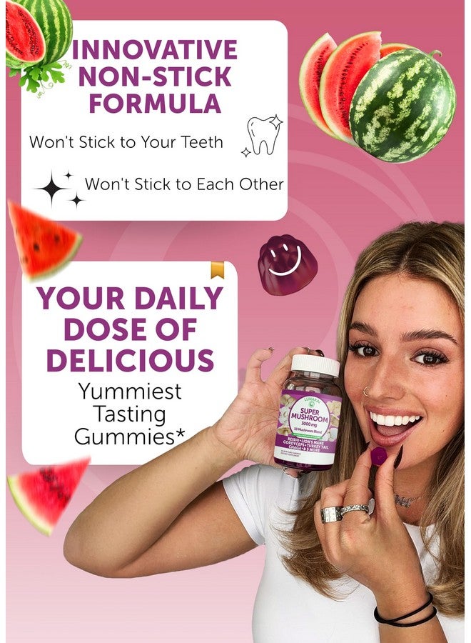 Lunakai USA Made Super Mushroom Gummies for Adults - 10-in-1 Adaptogenic Mushroom Supplement with Lion's Mane - Focus & Brain Support, 60ct - Image 3