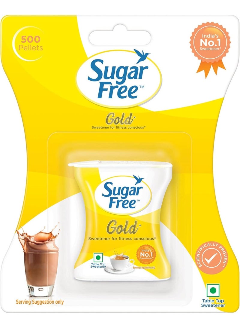 Sugar Free Gold 500 Pellets Artificial Sweetener Tablets Low Calorie Sugar Substitute Aspartame Based Tabletop Sweetener for Tea Coffee Diabetic Friendly Vegan - Image 1