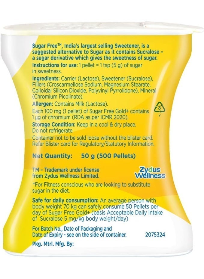 Sugar Free Gold 500 Pellets Artificial Sweetener Tablets, Low Calorie Sugar Substitute for Tea & Coffee, Diabetic Friendly & Vegan - Image 2