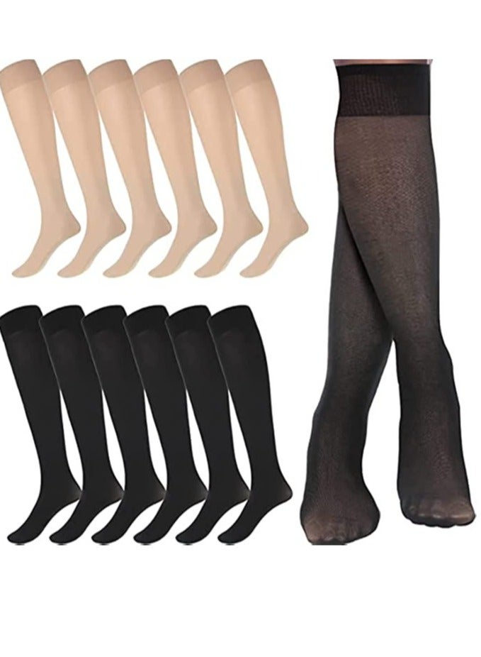 Women's 12-pack (S) black and beige long socks  - Image 1
