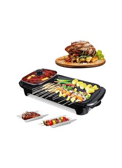 Generic Smokeless Non-Stick Indoor 2 in 1 Large Electric Grill and Hot Pot, Shabu Electric Hot Pot with Divider, Indoor Korean BBQ Grill, Non-Stick BBQ Hotpot Grill Combo for Family Party  - Image 5