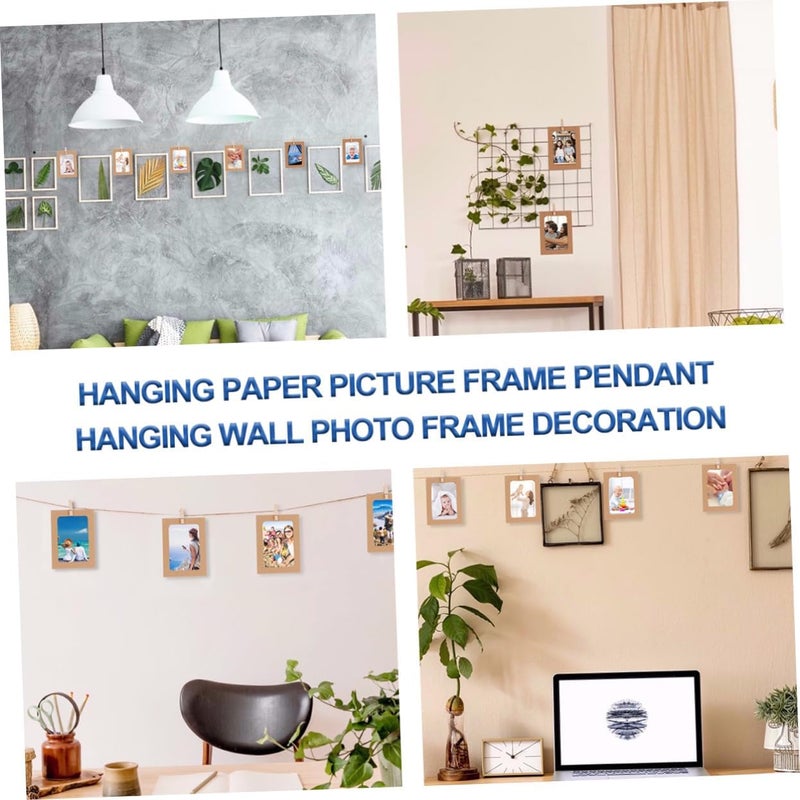 30pcs Hanging Paper Photo Frames Wall Display Frame with Clips for Home Office Bar Restaurant Decor Cardboard Material Includes White Black Kraft Colors - Image 2