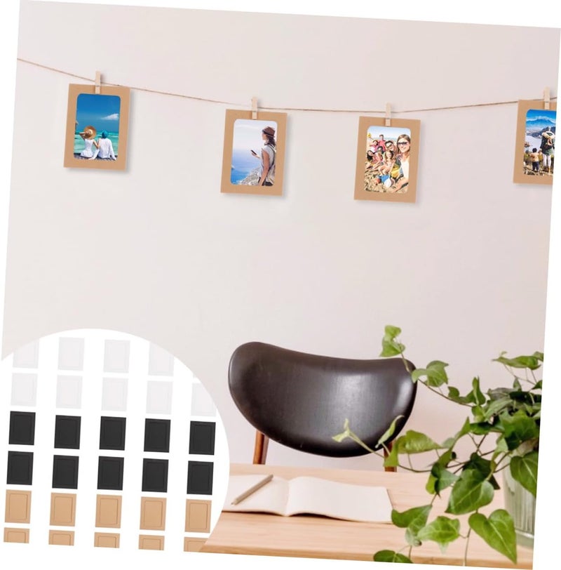 30pcs Hanging Paper Photo Frames Wall Display Frame with Clips for Home Office Bar Restaurant Decor Cardboard Material Includes White Black Kraft Colors - Image 4