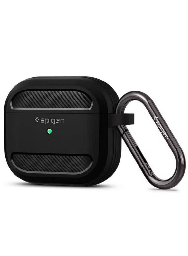 Spigen Dual Layer Protective Case Cover with Keychain for AirPods 3rd Generation – Shockproof, Wireless Charging Compatible – Black - Image 1