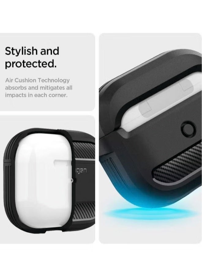 Spigen Dual Layer Protective Case Cover with Keychain for AirPods 3rd Generation – Shockproof, Wireless Charging Compatible – Black - Image 3