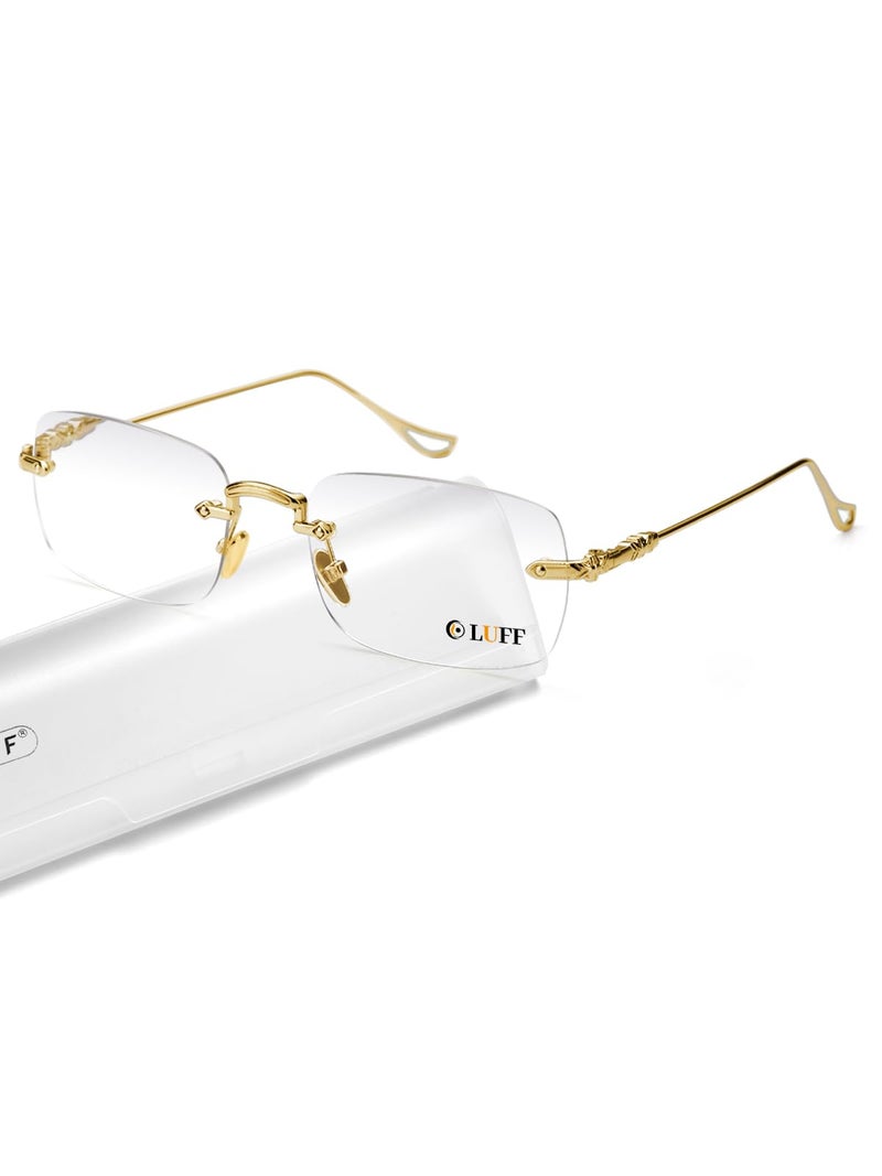 LUFF Reading Glasses Men Women,Rimless Mens Readers Blue Light Metal Computer Eyeglasses Anti-Eyestrain/Dryness/Glare(0.6oz) - Image 1