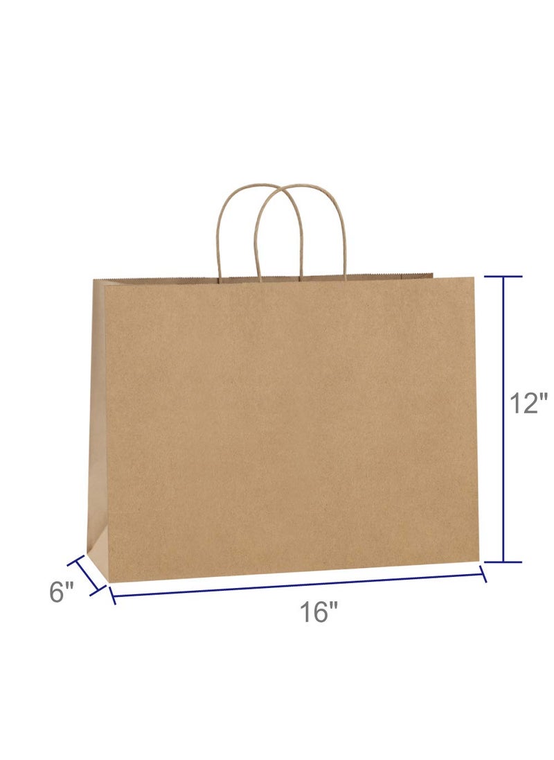 BagDream - BagDream 16x6x12 Inches 50Pcs Kraft Paper Bags with Handles Bulk Brown Paper Shopping Bags Grocery Bags Mechandise Retail Bags, 100% Recyclable Large Paper Gift Bags - Image 1