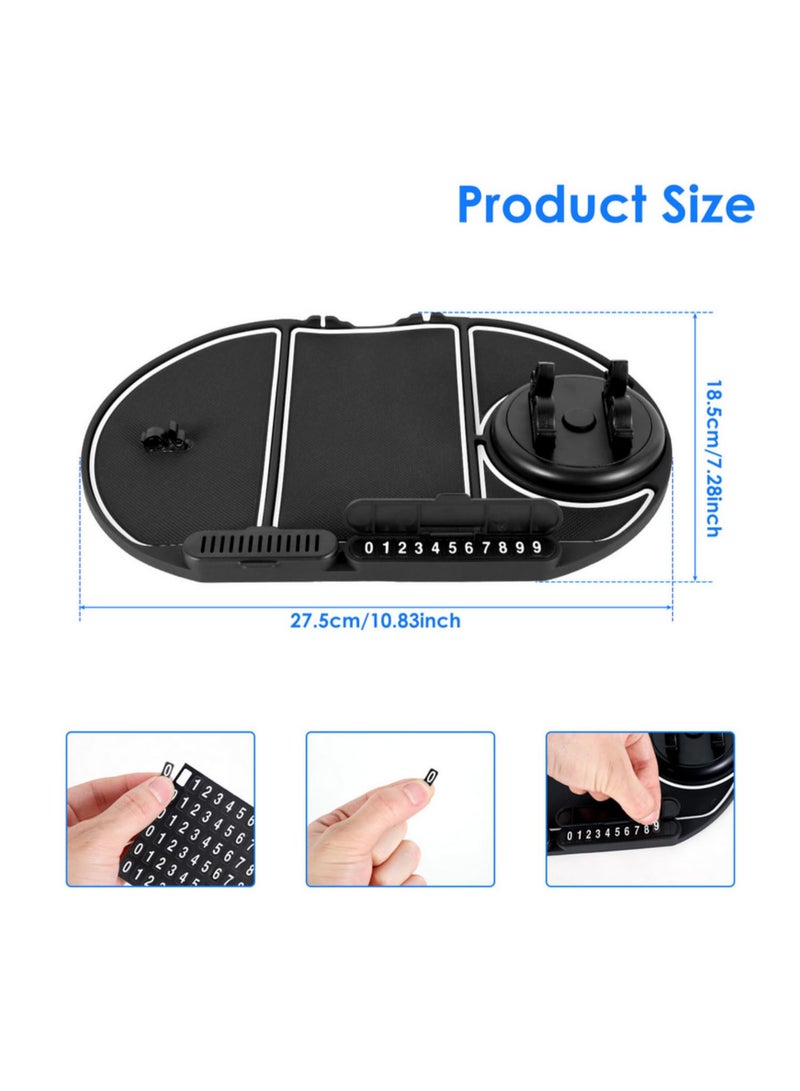 1pcs 6-in-1 Multifunctional Car Dashboard Organizer Tray Auto Phone Holder Non-Slip Car Dashboard Mat with Temporary Parking Number - Image 2