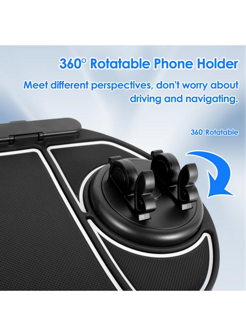1pcs 6-in-1 Multifunctional Car Dashboard Organizer Tray Auto Phone Holder Non-Slip Car Dashboard Mat with Temporary Parking Number - Image 3