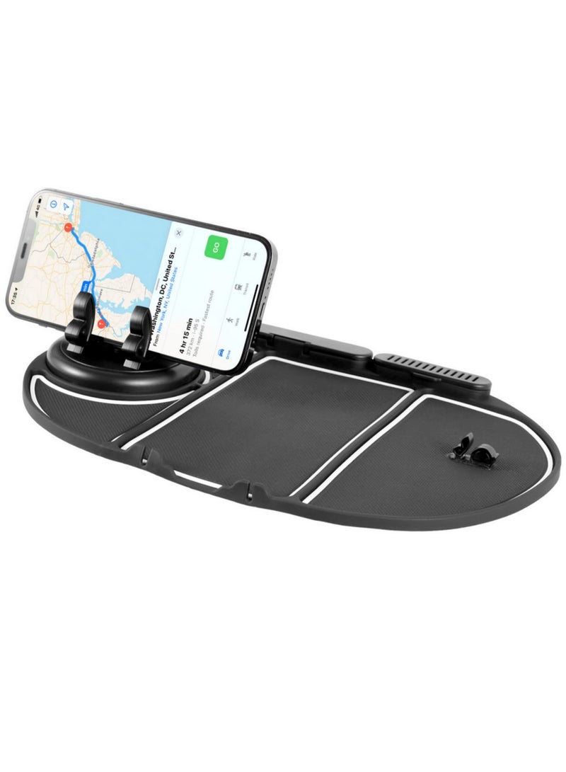 1pcs 6-in-1 Multifunctional Car Dashboard Organizer Tray Auto Phone Holder Non-Slip Car Dashboard Mat with Temporary Parking Number - Image 1